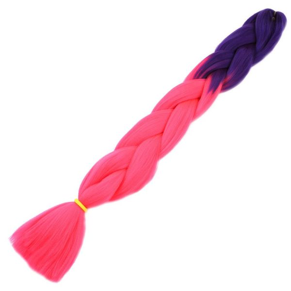 Afrika Örgülük Ombreli Sentetik Saç 100 Gr. - Mor / Neon Pembe
