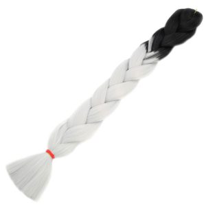 Afrika Örgülük Ombreli Sentetik Saç 100 Gr. - Siyah / Açık Gri