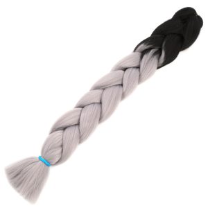 Afrika Örgülük Ombreli Sentetik Saç 100 Gr. - Siyah / Orta Ton Gri