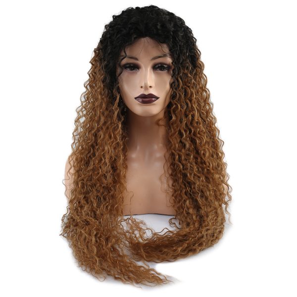 Afro Dalga Fiber Sentetik Tül Peruk - Siyah / Balköpüğü Ombreli