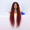 Afro Dalga Fiber Sentetik Tül Peruk - Siyah / Kızıl Ombreli