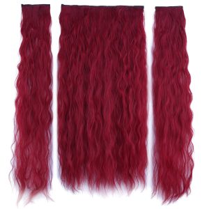 Fiber Sentetik Kabarık Dalgalı Yarım Ay + 2 Yan Çıt Çıt - Kızıl