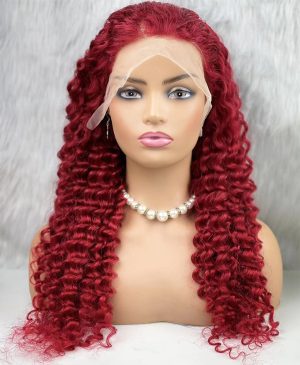 Gerçek Front Lace Tül Peruk - Derin Dalgalı - Kızıl 70-75cm