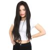 Gerçek Front Lace Tül Peruk - Düz - Siyah 75-80cm