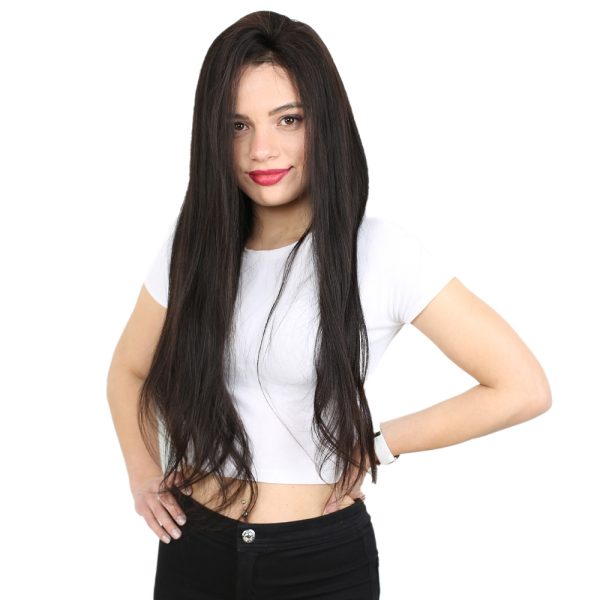 Gerçek Front Lace Tül Peruk - Düz - Siyah 75-80cm