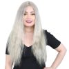 Gri Gerçek Dalgalı Full Lace Tül Peruk 60-65cm