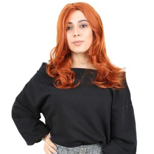 Kahkülsüz Fiber Sentetik Orta Boy Dalgalı Peruk - Bakır
