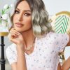 Kahverengi / Beyaz Platin Ombreli Küt Tül Peruk