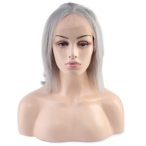 Kısa Düz Gerçek Gri Tül Peruk - 30-35cm