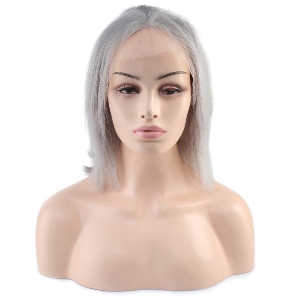 Kısa Düz Gerçek Gri Tül Peruk - 30-35cm