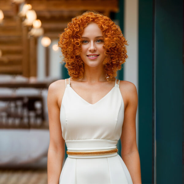 Afro Dalgalı Yoğun Kıvırcık Fiber Sentetik Peruk - Hürrem Bakırı