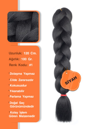 Afrika Zenci Örgüsü Rasta Ve Box Braid için Sentetik Saç - Siyah